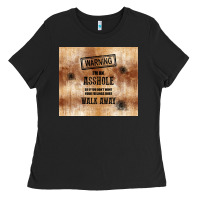 Black warning i'm an asshole with rusty background Ladies Tee - TumblerDesignByShophia
