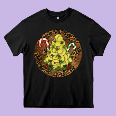 Softball Leopard  Christmas Heavy Core Tee Designed By Ranaportraitstore