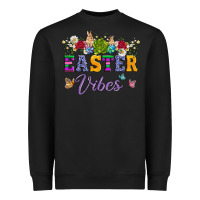 Black easter vibes and butterfly with bunny and flowers Heavyweight Sweatshirt - Artiststas