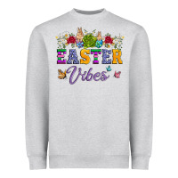 Heather Grey easter vibes and butterfly with bunny and flowers Heavyweight Sweatshirt - Artiststas