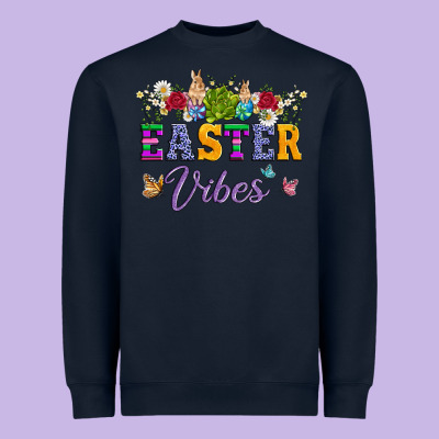 Easter Vibes And Butterfly With Bunny And Flowers Heavyweight Sweatshirt Designed By Artiststas