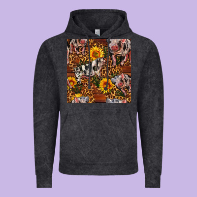 Western Spotted Pig With Sunflowers Seamless Vintage Hoodie Designed By Fadigitalartstudio