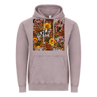 Vintage Zinc Western Spotted Pig With Sunflowers Seamless Vintage Hoodie - FaDigitalArtStudio