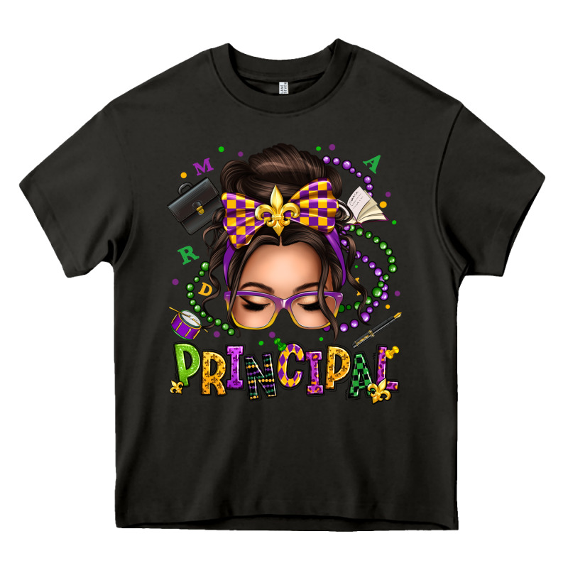 Mardi Gras Principal Caucasian Messy Bun Heavy Core Tee by texasbilliewilder | Teevron