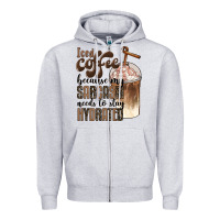 Heather Grey iced coffee because my sarcasm needs to stay hydrated Zipper Hoodie - BarkalooDesign