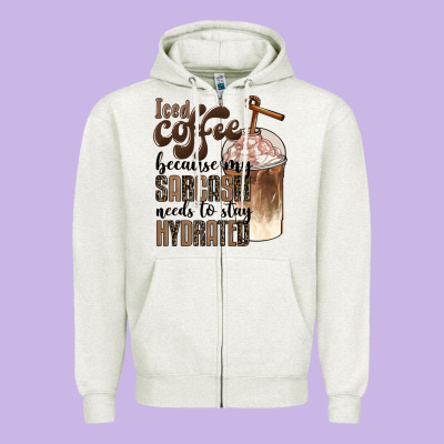 Iced Coffee Because My Sarcasm Needs To Stay Hydrated Zipper Hoodie Designed By Barkaloodesign