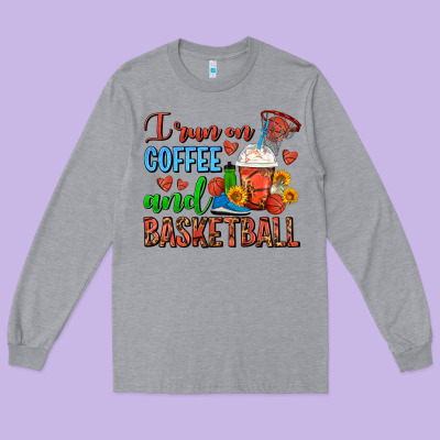 I Run On Coffee And Basketball Frappe Long Sleeve Tee Designed By Fadigitalartstudio