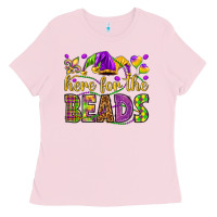 Bubblegum Pink Here for the beads Ladies Tee - HowdyJamesFarm