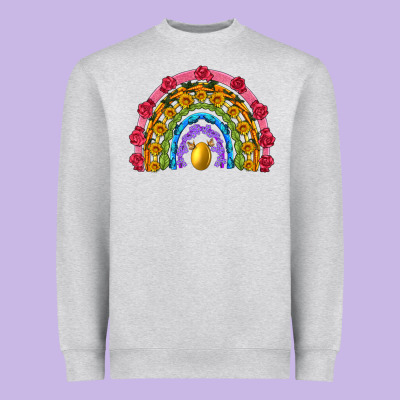 Easter And Spring With Flowers Carrots Butterfly And Sunflower Rainbow Heavyweight Sweatshirt Designed By Artiststas