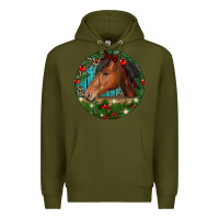 Army Green Western Horse Christmas Premium Hoodie - RanaPortraitStore
