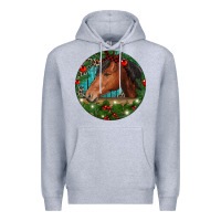 Heather Grey Western Horse Christmas Premium Hoodie - RanaPortraitStore
