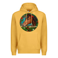 Mustard Western Horse Christmas Premium Hoodie - RanaPortraitStore