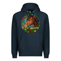 Navy Western Horse Christmas Premium Hoodie - RanaPortraitStore