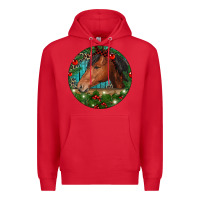 Red Western Horse Christmas Premium Hoodie - RanaPortraitStore