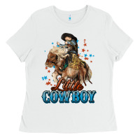 White Little Cowboy Midilli Horse kid boy Ladies Tee - HowdyJamesFarm