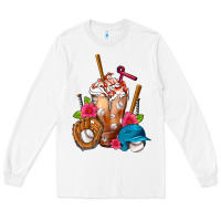 White Baseball Frappe Long Sleeve Tee - FaDigitalArtStudio