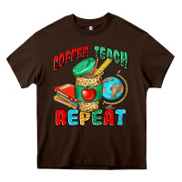 Chocolate Brown coffee teach repeat Heavy Core Tee - NancyCooperArtShop