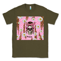 Army Green skull mom pink glitter with daisy Classic Tee - TumblerDesignByShophia