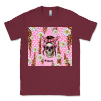 Burgundy skull mom pink glitter with daisy Classic Tee - TumblerDesignByShophia