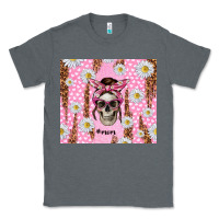 Charcoal Heather skull mom pink glitter with daisy Classic Tee - TumblerDesignByShophia
