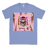 Colony Blue skull mom pink glitter with daisy Classic Tee - TumblerDesignByShophia