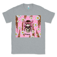 Heather Grey skull mom pink glitter with daisy Classic Tee - TumblerDesignByShophia