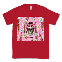 Red skull mom pink glitter with daisy Classic Tee - TumblerDesignByShophia