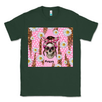 Sports Green skull mom pink glitter with daisy Classic Tee - TumblerDesignByShophia