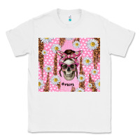 White skull mom pink glitter with daisy Classic Tee - TumblerDesignByShophia