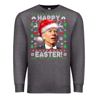 Charcoal Heather Santa Joe Biden Happy Easter Ugly Christmas Premium Sweatshirt - maiPhamDesign
