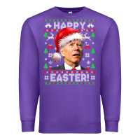 Purple Santa Joe Biden Happy Easter Ugly Christmas Premium Sweatshirt - maiPhamDesign