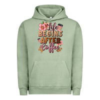 Pigment Oil Green life begins after coffee Urban Hoodie - JahusDesignShop