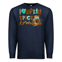 Navy pumpkin spice and jesus Premium Sweatshirt - AdoDesignShop
