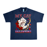 Navy my cat is my valentine Urban Heavy Tee - OliviaCreatesArt