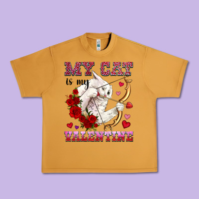 My Cat Is My Valentine Urban Heavy Tee Designed By Oliviacreatesart