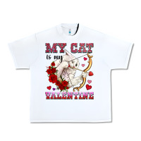 White my cat is my valentine Urban Heavy Tee - OliviaCreatesArt