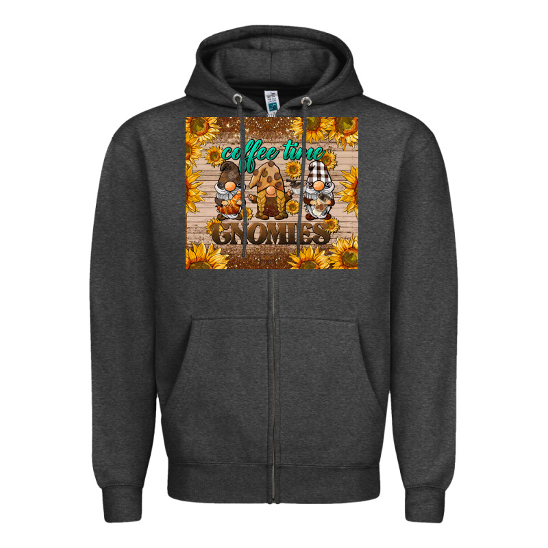 Coffee Time Gnomies Zipper Hoodie by BarkalooDesign | Teevron