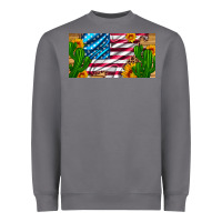 Storm usa flag and cactus and sunflowers with leopard and wood license  plat Heavyweight Sweatshirt - Artiststas