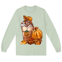 Matcha Pumpkin Spice Coffee Long Sleeve Tee - FaDigitalArtStudio
