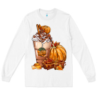 White Pumpkin Spice Coffee Long Sleeve Tee - FaDigitalArtStudio
