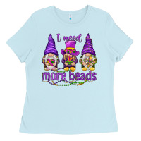 Baby Blue I need more beads with gnomies Ladies Tee - HowdyJamesFarm