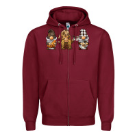 Burgundy coffee gnomes Zipper Hoodie - BarkalooDesign