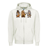 Oatmeal Heather coffee gnomes Zipper Hoodie - BarkalooDesign