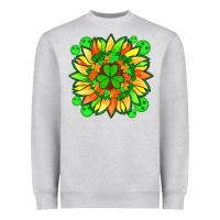 Sunflower With St Patricks Smiley Face And Shamrock With Glitter Heavyweight Sweatshirt | Teevron