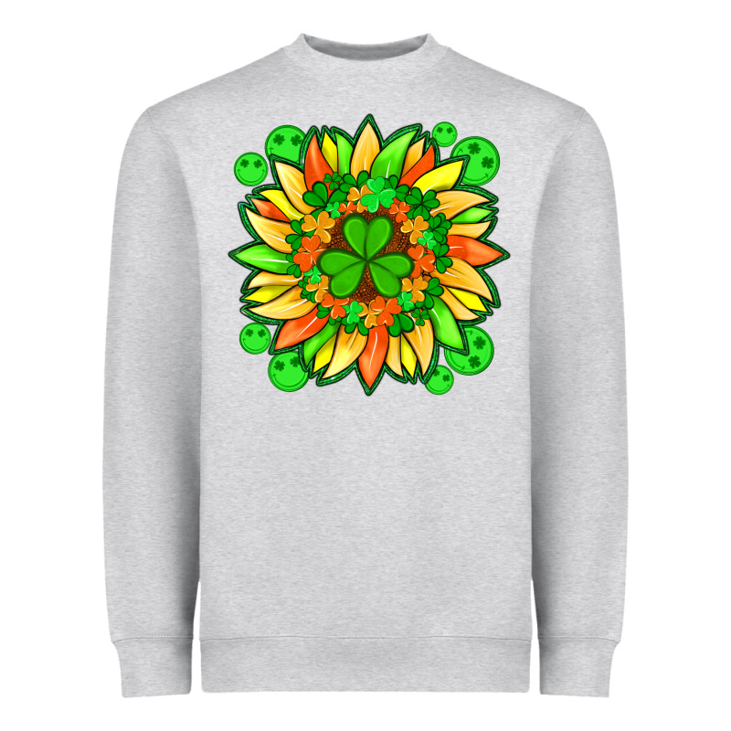 Sunflower With St Patricks Smiley Face And Shamrock With Glitter Heavyweight Sweatshirt by Artiststas | Teevron