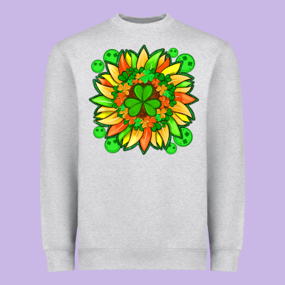 Sunflower With St Patricks Smiley Face And Shamrock With Glitter Heavyweight Sweatshirt Designed By Artiststas