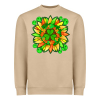 Mushroom sunflower with st patricks smiley face and shamrock with glitter Heavyweight Sweatshirt - Artiststas