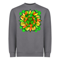 Storm sunflower with st patricks smiley face and shamrock with glitter Heavyweight Sweatshirt - Artiststas