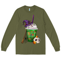 Army Green Halloween Spooky Pumpkins Frappe Long Sleeve Tee - FaDigitalArtStudio