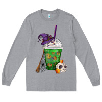 Heather Grey Halloween Spooky Pumpkins Frappe Long Sleeve Tee - FaDigitalArtStudio